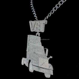 Custom 3D Truck Bail Letter Design S925 Silver Full Iced Out Bling Moissanite Diamond Big Charm Hip Hop Colgante - Product Image 5