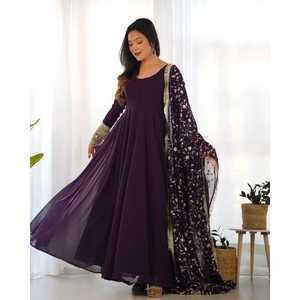 Anarkali ชุดราตรี duppta ครบชุดพร้อมที่ใส่กางเกงและเสื้อผ้ามุสลิมแบบดั้งเดิม DKB -241 - Product Image 1