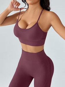 Ensemble de yoga décontracté 2 pièces pour femme : Soutien-gorge de sport à bretelles et Legging d'entraînement taille haute texturé losanges, léger et athlétique - Product Image 2