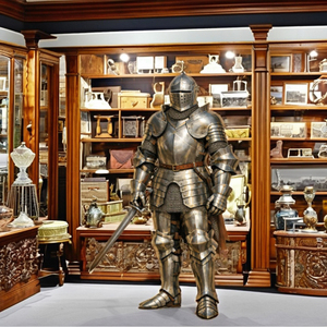 Armadura medieval de la mejor calidad, tipo Sugarloaf, en acero dulce de calibre 18, con acabado pulido, tamaño completo, aproximadamente 7 pies, con acabado pulido. - Product Image 1