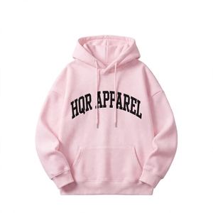 HQR Apparel Sweat à capuche rose pour homme à manches raglan avec poche kangourou, décontracté, 100 % coton molletonné, anti-rétrécissement - Product Image 1