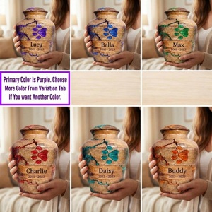 Urna para Mascotas de Madera Ecológica Hecha a Mano con Huellas de Resina Azul, Urna Conmemorativa Personalizada para Mascotas - Product Image 6