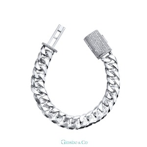 Bracelet cubain en argent de gros avec diamants Moissanite Glosbe & Co ronds GRA pour usage quotidien, synthétiques (fabriqués en laboratoire) - Product Image 2