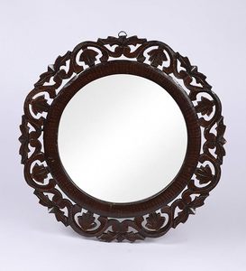 Miroir mural décoratif rond en bois massif sculpté à la main, grand format, style Art déco moderne, écologique, avec cadre floral pour la décoration intérieure - Product Image 4