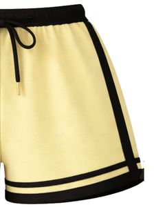 Conjunto de camisola y pantalones cortos para mujer, color amarillo claro y negro, conjunto de dos piezas de verano, Top corto de mezcla de algodón, pantalones cortos con cordón y estampado de mariposas - Product Image 5