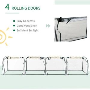 Portatile 13 'L X 3' W X 2.5 'H tunnel serra con 4 porte con cerniera acqua/UV combattimento copertura in PVC per giardini - Product Image 4
