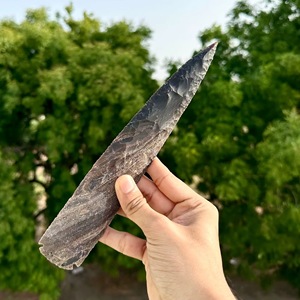 หัวลูกศรทำมือจากหินแจสเปอร์สีดำแฟนซีขนาด 10 นิ้ว หินกึ่งมีค่าจากกูร์การัต สำหรับงานศิลปะ - Product Image 5
