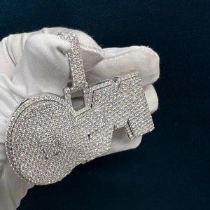 Colgante Personalizado Premium con Nombre, Moissanita VVS de Corte Brillante, Plata de Ley 925, Estilo Hip Hop, Letra/Logotipo, Collar Bling con Dije - Product Image 5