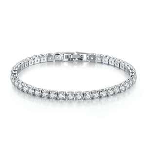 Bracelet tennis en diamant taille brillant, or massif 18 carats plaqué or rose, longueur réglable, unisexe, cadeau, bijoux de fête - Product Image 2