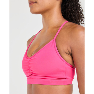 Wholesale Comfortable Ruched Sports <b>Bra</b> Ruched Center Detail Thin <b>Straps</b> & High Impact Latest Women Fitness Sports <b>Bras</b> - Product Image 1