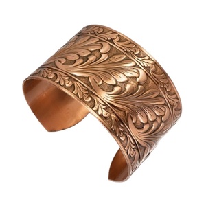 Stylish Antiqued <b>Copper</b> Fashion Cuff Bracelet Embossed Scroll Design Accessory - Product Image 1