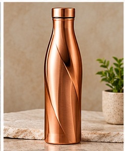 Decorative Etched Copper Water <b>Bottle</b> with Copper Lid <b>Vintage</b> Ethnic Pattern Travel Flask - Product Image 5