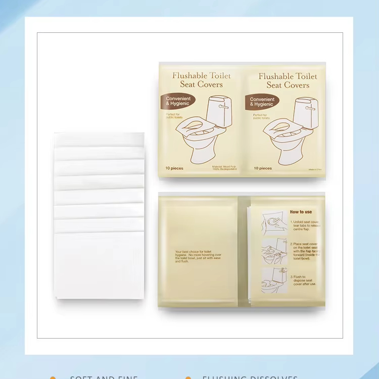 Eco-Friendly Automatic Supply Fold Flushable Travel Pack Kids Disposable Paper Toilet Seat Cover Flushable Wood Pulp Paper
