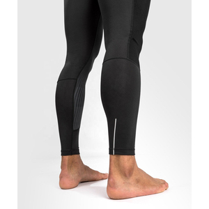 Leggings de Compresión Largos Negros para Hombre, Cintura Elástica, Spandex, Nailon, Diseño Sólido, Ropa Deportiva - Product Image 4