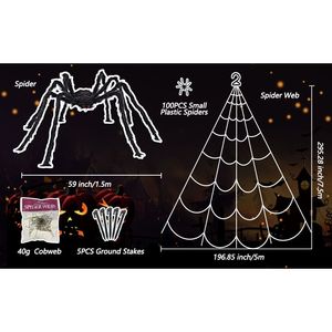 Decoraciones de Halloween, 295 Telarañas Artificiales para Exteriores y Araña Gigante de 59 Pulgadas, Telaraña Triangular Enorme, Decoraciones para Fiestas de Halloween - Product Image 3
