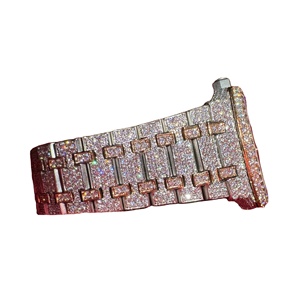 Montre de luxe de haute qualité en moissanite et diamant de laboratoire, bracelet en acier inoxydable, verre saphir, style hip-hop, pour le dropshipping - Product Image 1