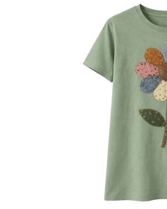 Custom Vintage Floral <b>Patchwork</b> T Shirt Women Cotton Crew Neck Short Sleeve Casual Summer <b>Top</b> Cute Flower Graphic Custom Logo - Product Image 3