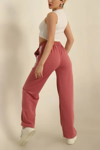 Casual 2026 Women Flare <b>Trousers</b> Vintage Solid Drawstring Women High <b>Waist</b> Wide Leg Flare Pants OEM ODM Serviced Cheap Price - Product Image 2