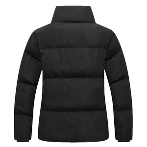 <b>Women's</b> <b>Navy</b> Blue Quilted Puffer Jacket Stand Collar Zip Up <b>Winter</b> <b>Coat</b> Thick Windproof Long Sleeve - Product Image 3