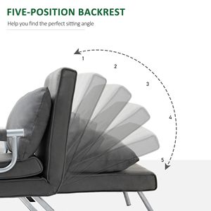 Divano Letto Convertibile Grigio Scuro, Set con 5 Posizioni, Poltrona Pieghevole Estensibile, Struttura in Acciaio, Imbottitura in Schiuma per Soggiorno - Product Image 4