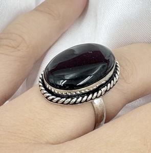 Natural Black Onyx Silver Plated Oval <b>Ring</b> Handmade Gemstone Fashion Jewelry for Women Ready <b>Ring</b> - Product Image 2