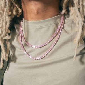 Collar de tenis de moissanita rosa de doble capa, brillante y lujoso, joyería llamativa para mujer, regalo. - Product Image 6