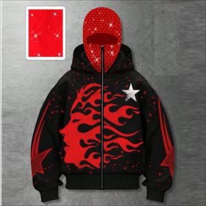 Sweat à capuche zippé en mélange de coton premium pour homme, style hip-hop oversize, imprimé en relief écologique, brodé, mode urbaine automne - Product Image 2