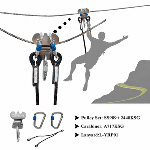 Poulie de zipline en acier inoxydable pour parc d'aventure, ligne de vie horizontale, câble de 13 mm max, charge de rupture 15 kN, HM SS989 - Product Image 3