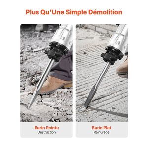 Martello Demolitore Elettrico Professionale da 3500W, 1900 BPM, con 2 Scalpelli e Guanti per Demolizione - Product Image 3