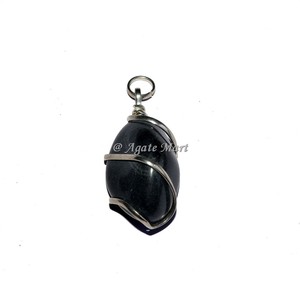 Pendentif en Lapis Lazuli sculpté de forme irrégulière, en pierre gemme naturelle de guérison, avec fil enroulé, vente en gros, commande en vrac - Product Image 3