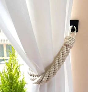 Cotton <b>Curtain</b> Holdback – Handmade White Rope Tieback – Elegant Twist Design – Boho Chic Window Decor - Product Image 2
