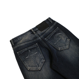 Pantalones vaqueros holgados vintage personalizados con bordado para hombre, de pierna ancha, estilo streetwear, denim, gótico, hip hop, de corte holgado y oversize - Product Image 4