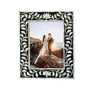 FAIZA CRAFT FC-288 Custom Mother of Pearl Inlay Handmade <b>Square</b> Vertical Photo <b>Frame</b>-Floral Design for Tabletop Uttar Pradesh - Product Image 3