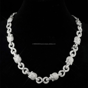 Magnifique collier chaîne cubaine en argent sterling 925 avec crâne glacé en moissanite, bijoux gothiques pour hommes, hip-hop, occasion de fête, cadeau - Product Image 4