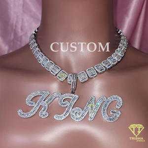 Luxury " KJNG " Name Necklace Custom Bubble Letter Pendant Cuban <b>Chain</b> <b>Rapper</b> Jewelry Statement Piece - Product Image 6