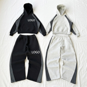 Wholesale Custom 460gsm <b>Winter</b> Printed Solid Hoodies Regular Fit Sweatpants Set Heavyweight 100% Cotton Quick Dry Tracksuit - Product Image 1