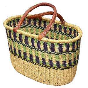 Natural <b>BoHo</b> Chic Seagrass Handbags Leather Handle Green Purple Striped Woven Straw Tote Casual Women <b>Bag</b> - Product Image 1