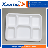 Assiette carrée en bagasse naturelle, robuste, pour plats à emporter, biodégradable, réutilisable, compostable, jetable, 4/5/6 compartiments, BRC