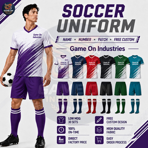 ชุดฟุตบอลแบบซับลิเมชั่นเต็มตัวสำหรับผู้ชาย ชุดเสื้อและกางเกงฟุตบอลแห้งเร็วพร้อมถุงเท้าเข้าชุด รับผลิตตามแบบ OEM ชุดกีฬาสำหรับทีม - Product Image 3
