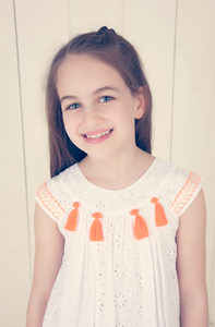 Séduisante et Relaxant Parfait D'été Blanc Smock Robe Avec de Belles Orange Glands Fabriqués Avec Doux Tissu De Coton Respirant - Product Image 2