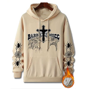 Sweat à capuche unisexe personnalisé de haute qualité, imprimé toile d'araignée noire, en molleton, coupe ample, avec poche, écologique, séchage rapide, 350g, streetwear - Product Image 2