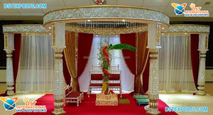 Ensemble de Mandap de Mariage Grand King Queen Modern Maharaja en Fibre de Verre, Taille Personnalisée et Montage Facile pour les Mariages d'Inde du Sud - Product Image 5