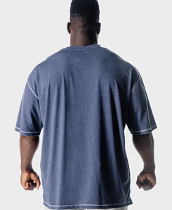 Camiseta de Yoga y Fitness de Manga Corta para Hombre, Hecha a Medida, Holgada, Cuello Redondo, Color Liso, 100% Algodón Teñido, Estilo Sencillo, MOQ Bajo - Product Image 3