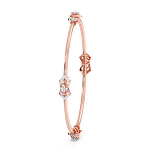 Interwoven Oval Link Diamond Accent <b>Bangle</b> <b>Bracelet</b> - Product Image 5