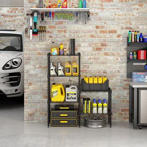 Adjustable Heavy-Duty <b>Metal</b> Shelving <b>Unit</b> Black Microwave <b>Shelf</b> Organizer for Space-Saving Home Pantry <b>Kitchen</b> Storage Rack - Product Image 6