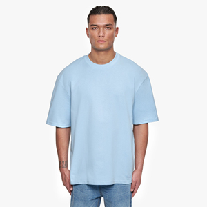 Camiseta de Lona de Algodón de Color Sólido para Hombre, Manga Corta, Cuello Redondo, Corte Regular, Diseño Informal, Estampado Digital, Tejido de Punto, 300g - Product Image 6