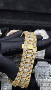 นาฬิกาข้อมือหรูหรา หน้าปัดอนาล็อก ประดับเพชรโมอิสซาไนต์ สำหรับผู้ชายและผู้หญิง ระบบจักรกลอัตโนมัติ กันน้ำ หน้าปัดขนาด 43 มม. สายขนาด 22 มม. สไตล์ฮิปฮอป - Product Image 4