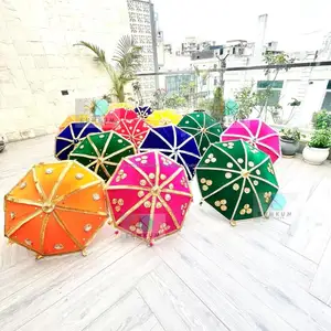 New Arrival Velvet Fabric Gota Work Decorative Umbrella For Wedding Decoration Parasols For Decoration