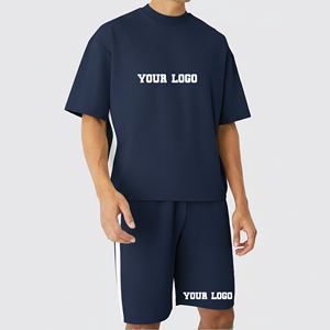 Conjunto de Camiseta y Pantalones Cortos de Algodón 100% de 250 GSM, Transpirable, Estilo Urbano, Corte Holgado, Paneles Laterales Grandes, Ligero, Novedad 2025 - Product Image 1