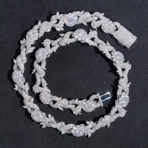 Collier Moissanite motif floral, collier tennis scintillant avec fleurs et feuilles, bijoux de luxe pour mariée, cadeau pour femme - Product Image 5